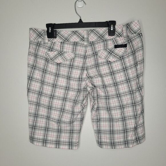 y2k Fox Racing gray pink white plaid Bermuda shorts size 11 NWT - Picture 2 of 7